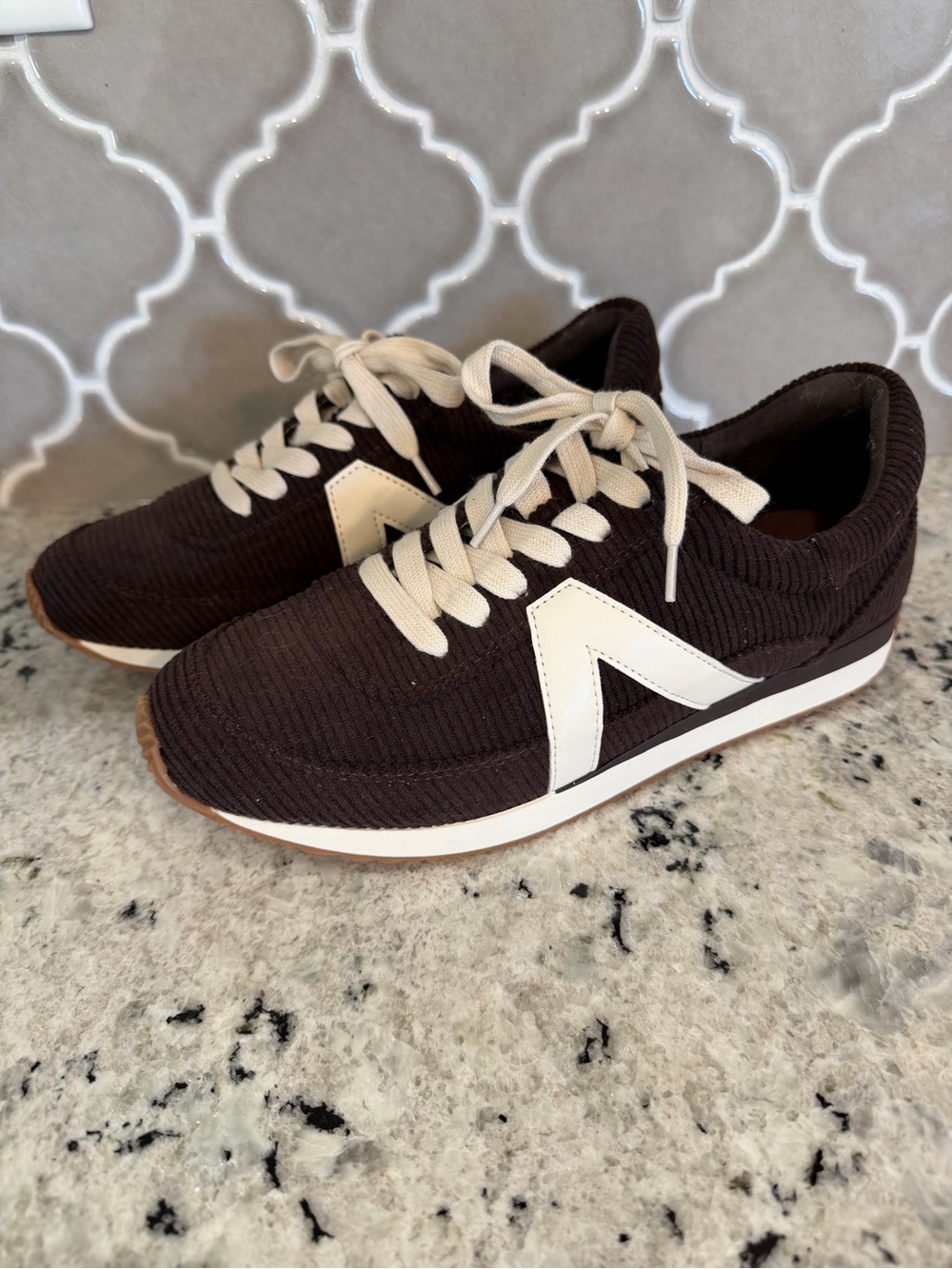LOFT Brown Corduroy Sneakers with Cream Laces New never worn